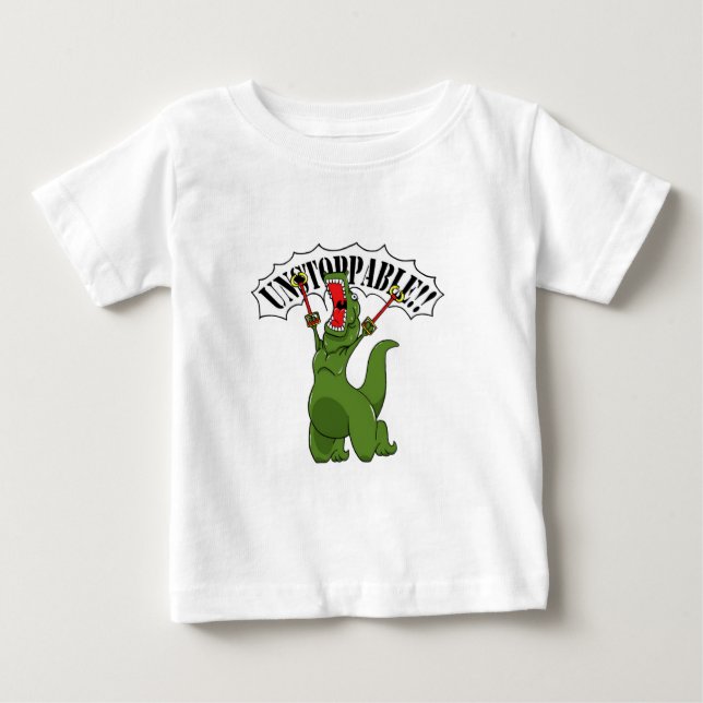 Camiseta Para Bebê T-Rex que nada pode parar (Frente)