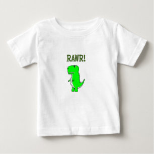 Camiseta Para Bebê T-Rex RAWR bonito e com raiva