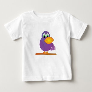 Camiseta Para Bebê T roxo feliz do bebê do papagaio
