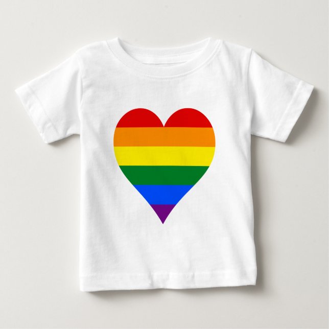 Camiseta Para Bebê T-Shir, coração do orgulho LGBT (Frente)