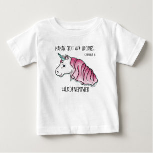 Camiseta Para Bebê T-shirt “a minha mãe crê aos licornes” *