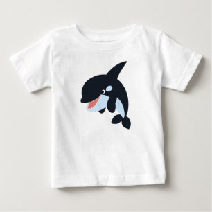 Camiseta Para Bebê T-shirt alegre bonito do bebê da baleia de