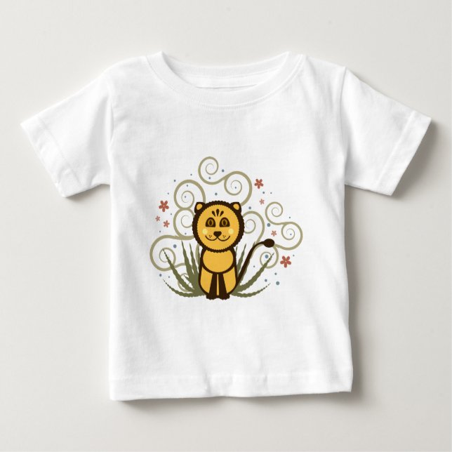 Camiseta Para Bebê T-shirt alegre do leão (Frente)