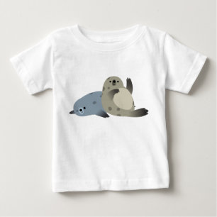 Camiseta Para Bebê T-shirt amigável bonito do bebê dos selos de por