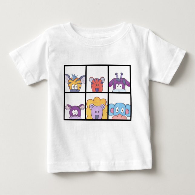Camiseta Para Bebê T-shirt animal bonito do bebê (Frente)