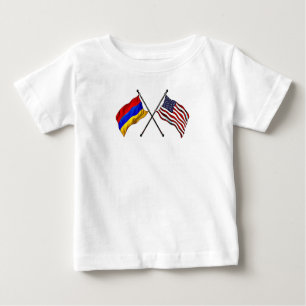 Camiseta Para Bebê T-Shirt Armênio Americano Flags