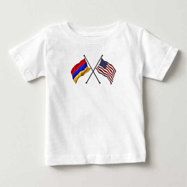 Camiseta Para Bebê T-Shirt Armênio Americano Flags (Frente)