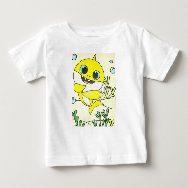 Camiseta Para Bebê T-shirt Baby Shark (Frente)