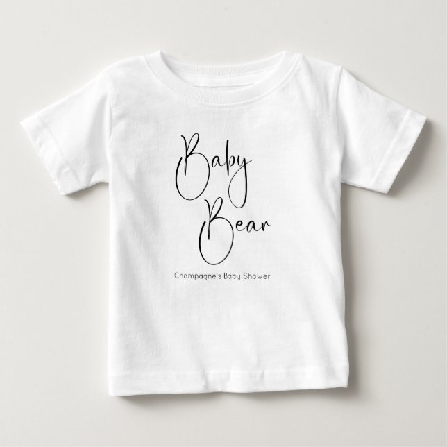 Camiseta Para Bebê T-Shirt Bear Bear com Script Moderno (Frente)