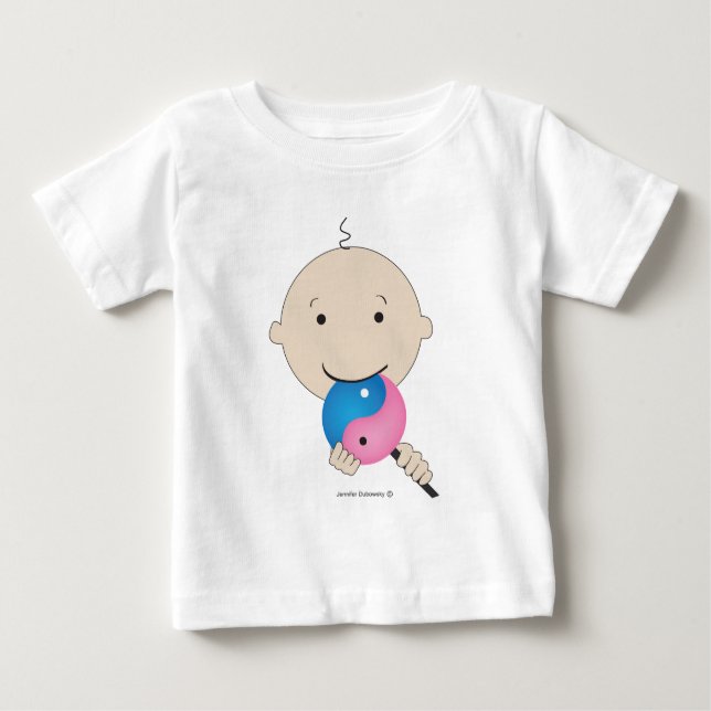 Camiseta Para Bebê T-shirt - bebê com o pirulito de yang do yin (Frente)