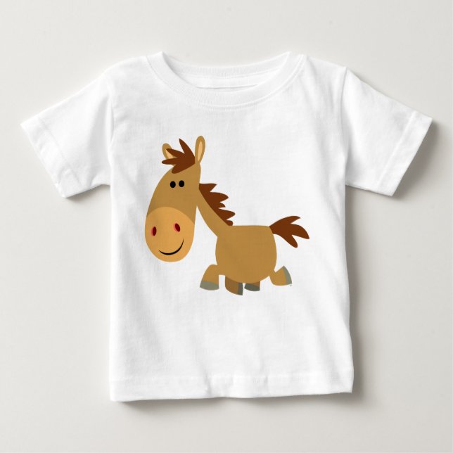 Camiseta Para Bebê T-Shirt Bebê De Cartoon De Cavalo Bonito (Frente)