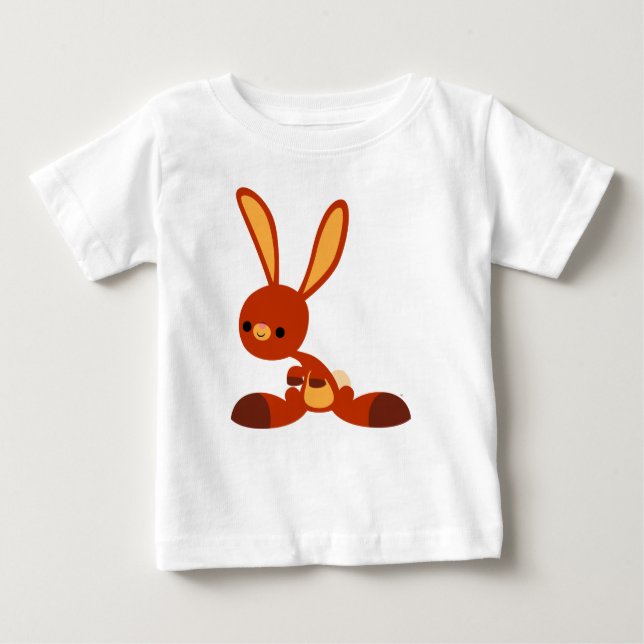 Camiseta Para Bebê T-Shirt Bebê De Coelho De Cartoon Cute Interessado (Frente)