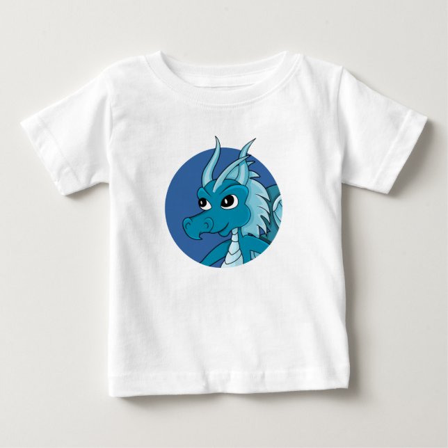 Camiseta Para Bebê T-Shirt bebê de Dragão Azul (Frente)