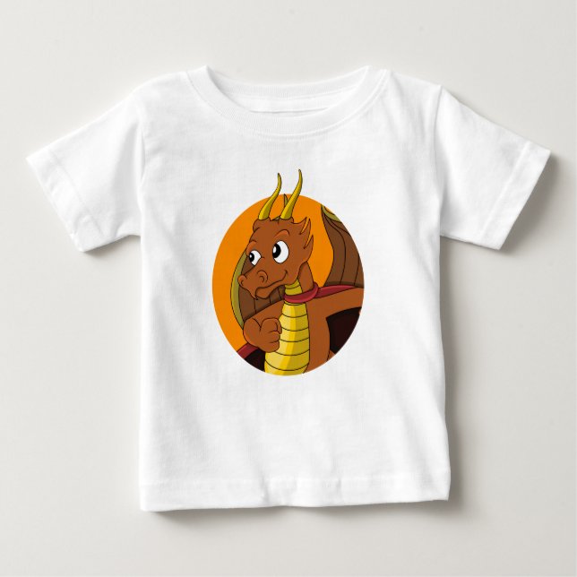 Camiseta Para Bebê T-Shirt bebê de dragão laranja (Frente)