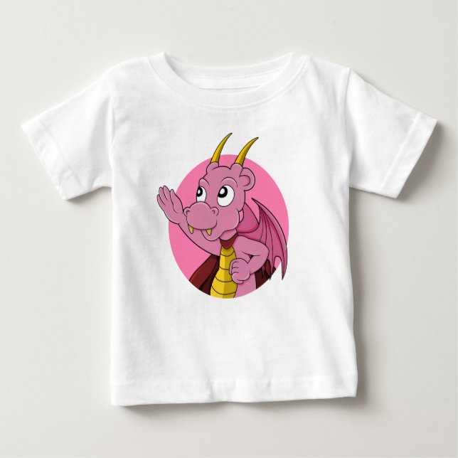 Camiseta Para Bebê T-Shirt bebê de dragão rosa (Frente)