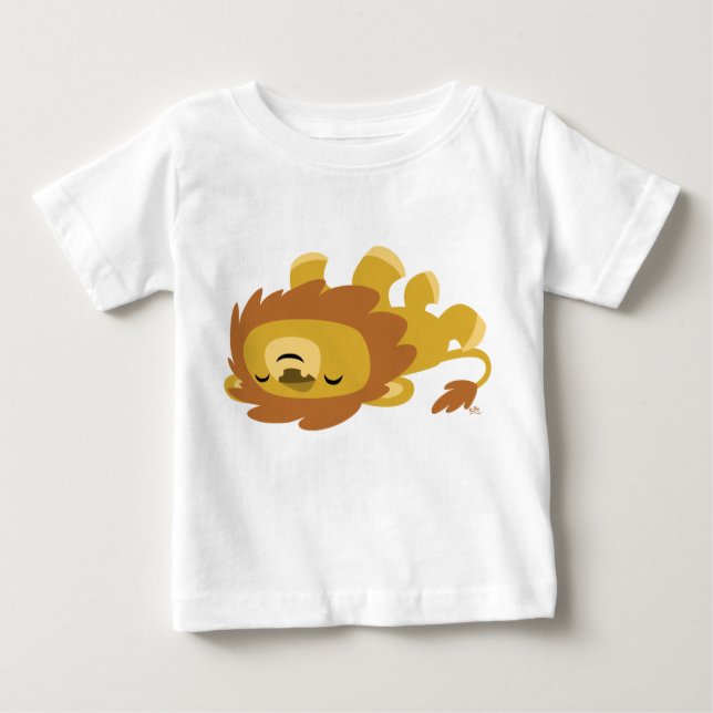 Camiseta Para Bebê T-Shirt Bebê De Leão Preguiçoso E Bonito (Frente)