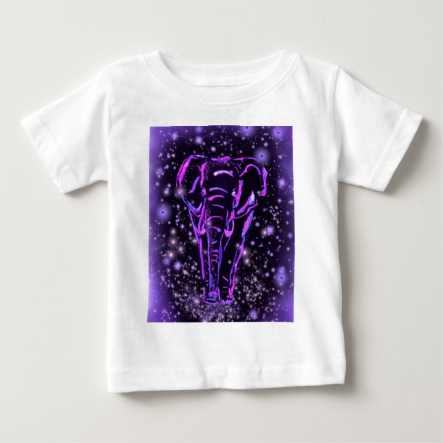 Camiseta Para Bebê T-Shirt Bebê Elefante Roxo (Frente)