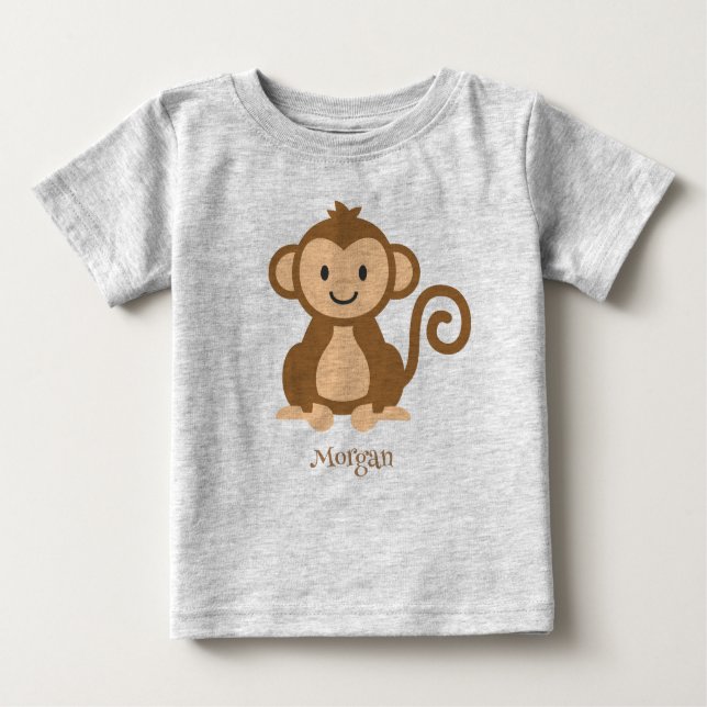 Camiseta Para Bebê T-Shirt Bebê Macaco-Macaco Personalizado (Frente)