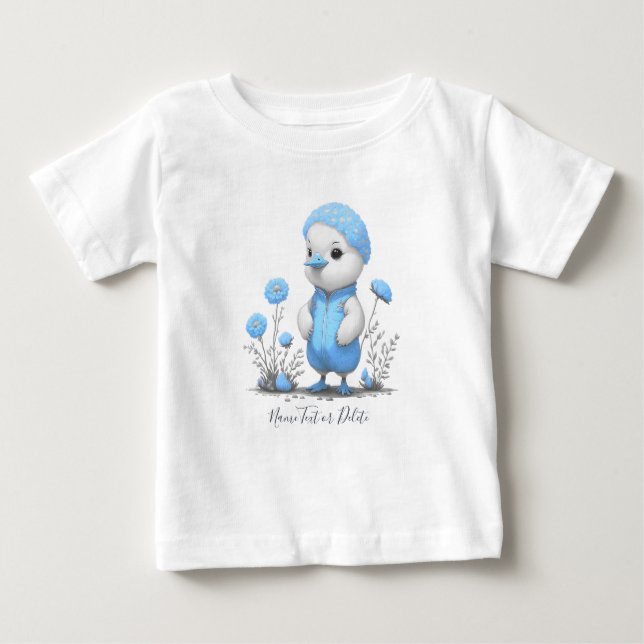 Camiseta Para Bebê T-Shirt Bebê Pato Azul (Frente)