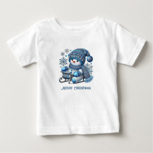 Camiseta Para Bebê T-Shirt Bebê Snowman Deslizante