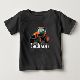 Camiseta Para Bebê T-Shirt Bebê Trator Laranja Personalizado