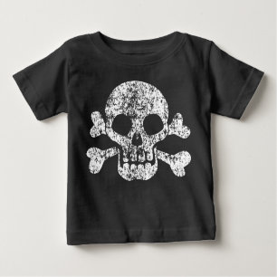Camiseta Para Bebê T-Shirt Bebê vestido Crânio e Crossbones