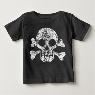 Camiseta Para Bebê T-Shirt Bebê vestido Crânio e Crossbones