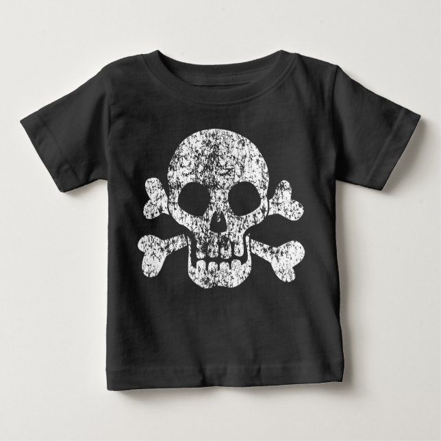 Camiseta Para Bebê T-Shirt Bebê vestido Crânio e Crossbones (Frente)