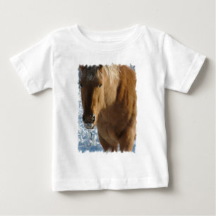 Camiseta Para Bebê T-shirt belga do bebê do cavalo de esboço