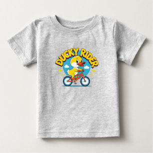 Camiseta Para Bebê T-Shirt Bicicleta de Caricatura De Cavaleiro Ducky