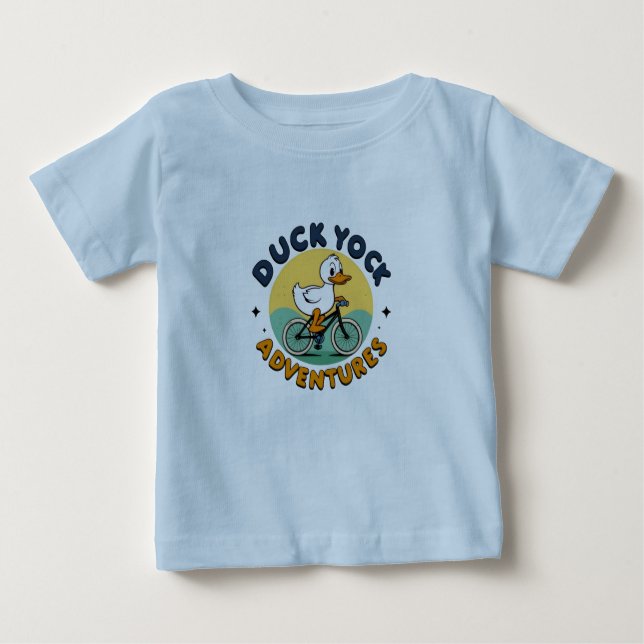 Camiseta Para Bebê T-Shirt Bicicleta de Caricatura De Cavaleiro Ducky (Frente)