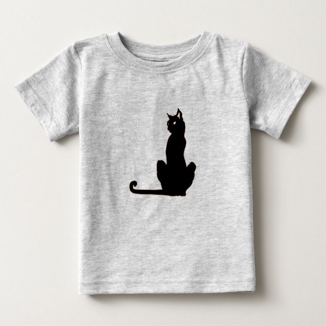 Camiseta Para Bebê T-Shirt Black Cat Ringer (Frente)