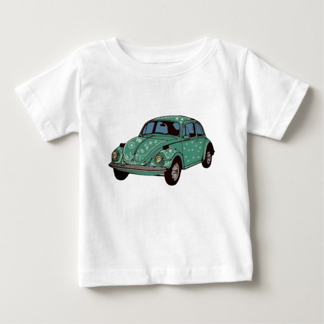 Camiseta Para Bebê T-Shirt Blue Car Fine Jersey (Frente)