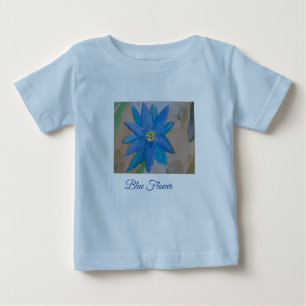 Camiseta Para Bebê T-Shirt Blue Flower Baby