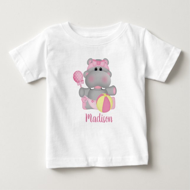 Camiseta Para Bebê T-Shirt Bonita Hippo Baby Rattle (Frente)