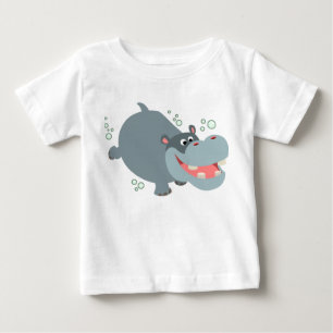 Camiseta Para Bebê T-shirt bonito do bebê do hipopótamo dos desenho