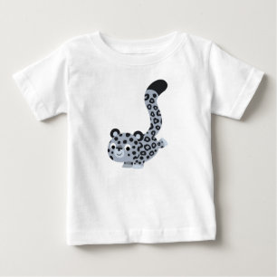 Camiseta Para Bebê T-shirt bonito do bebê do leopardo de neve dos