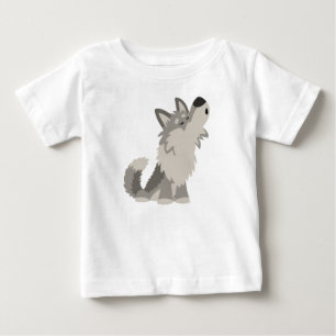 Camiseta Para Bebê T-shirt bonito do bebê do lobo dos desenhos