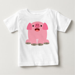 Camiseta Para Bebê T-shirt bonito do bebê do porco dos desenhos