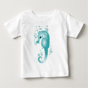 Camiseta Para Bebê T-shirt bonito do cavalo marinho da criança do KR