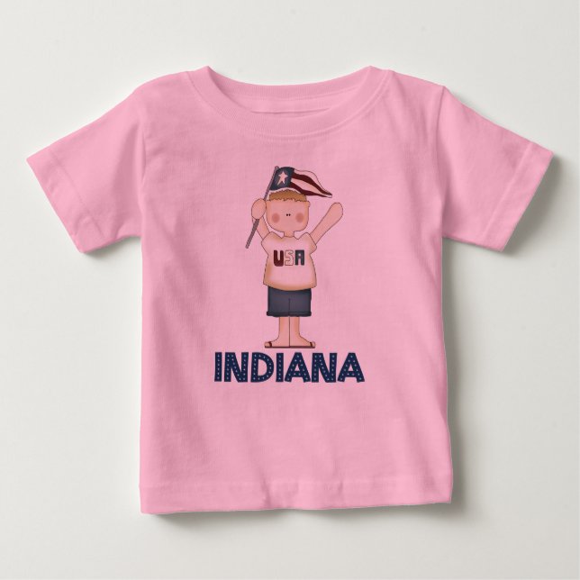 Camiseta Para Bebê T-shirt bonito dos miúdos de Indiana EUA (Frente)