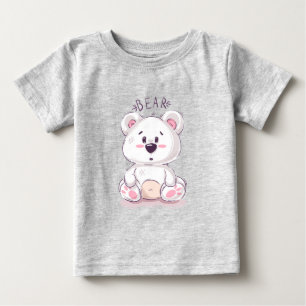 Camiseta Para Bebê T-Shirt bonito ursinho de pelúcia desenhado à mão