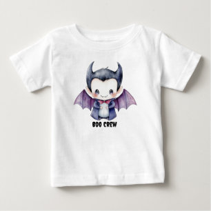 Camiseta Para Bebê T-Shirt "Boo Crew" Personalizado com Drácula Cuta