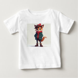 Camiseta Para Bebê t-shirt branca com uma fotografia de fox
