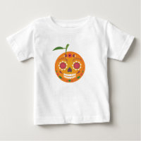 T-shirt branco da criança do crânio do açúcar