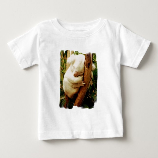 Camiseta Para Bebê T-shirt branco do bebê do urso de Koala (Frente)