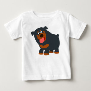 Camiseta Para Bebê T-shirt brincalhão bonito do bebê de Rottweiler