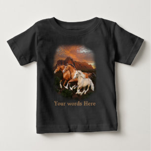 Camiseta Para Bebê T-Shirt Cavalos Selvagens