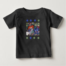 Camiseta Para Bebê T-Shirt Cavalos Vermelhos e Azuis