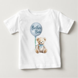 Camiseta Para Bebê T-Shirt Chá de fraldas do Urso do Irmão Azul